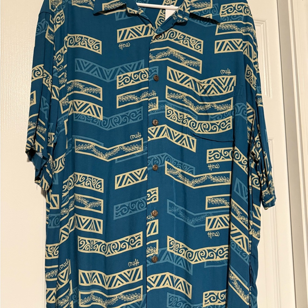 Trendy Teal Patterned Men's Casual Shirt